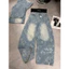 Quần jeans suông kitty mài bạc
