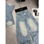 Quần jeans suông kitty mài bạc