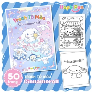 Bộ tranh tô màu Cinnamoroll cho bé tập vẽ 50 trang rời tờ A4 A5 với nhiều chủ đề về Cina TTM07