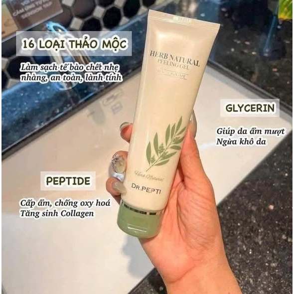 Tẩy Da Chết Mịn Dr.Pepti Herb Natural Peeling Gel Chiết Xuất 16 Thảo Dược 130ml -ThyLee