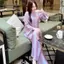 Set Bà Ba Suông Chất Liệu Vải Tencen Tơ Tằm Ánh Kim Chữ Thọ Phối Cúc Bọc Size S M L - DL001