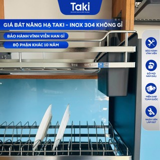 Kệ Chén Nâng Hạ CAO CẤP TAKI - INOX Không Gỉ 304 - Hộp Số Chống Kẹt - Bảo Hành Vĩnh Viễn, Có Thợ Lắp