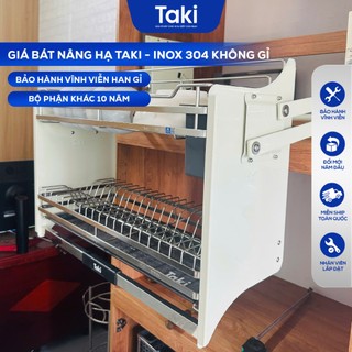 Kệ Chén Nâng Hạ CAO CẤP TAKI - INOX Không Gỉ 304 - Hộp Số Chống Kẹt - Bảo Hành Vĩnh Viễn, Có Thợ Lắp