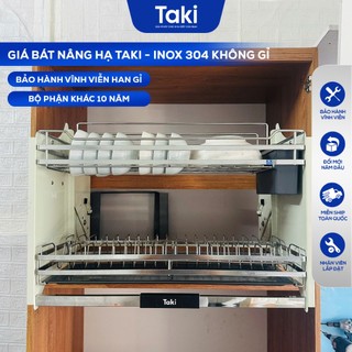 Kệ Chén Nâng Hạ CAO CẤP TAKI - INOX Không Gỉ 304 - Hộp Số Chống Kẹt - Bảo Hành Vĩnh Viễn, Có Thợ Lắp