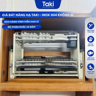 Kệ Chén Nâng Hạ CAO CẤP TAKI - INOX Không Gỉ 304 - Hộp Số Chống Kẹt - Bảo Hành Vĩnh Viễn, Có Thợ Lắp