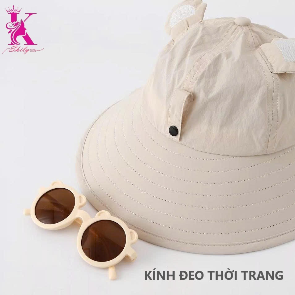 Mũ chống nắng trẻ em 2-6 tuổi Kèm Kính Đeo Thời Trang và Còi thổi Ngăn đến 99% Tia UV