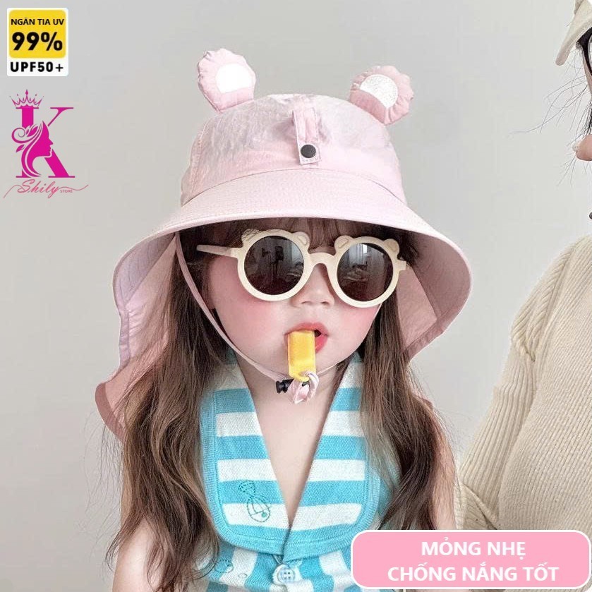 Mũ chống nắng trẻ em 2-6 tuổi Kèm Kính Đeo Thời Trang và Còi thổi Ngăn đến 99% Tia UV
