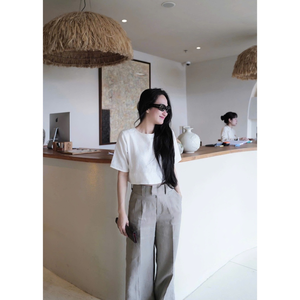 𝗥𝗼𝗺𝗲 𝗟𝗶𝗻𝗲𝗻  - Áo Linen cổ tròn