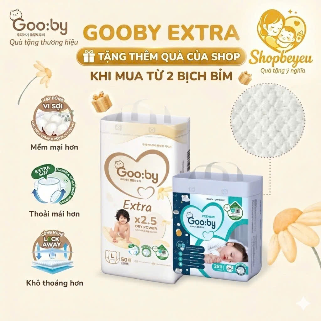 Tã Dán/Quần Gooby Extra/Premium – Chống Trào 12h đủ size NB/S/M/L/XL/XXL/XXXL