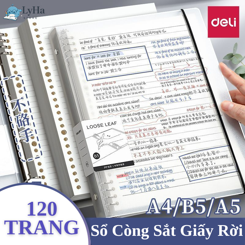 ( Tặng Sticker ) Sổ Còng Sắt Giấy Rời LyHa A4 A5 B5 Binder 120 Trang Giấy Dày 100gsm Tháo Mở Dễ Dàng Học Tập