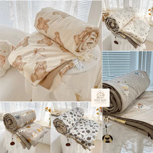 Chăn Cotton Đũi Hè Loại Đẹp, Chăn Hè Mềm Mịn Thoáng Mát Nhiều Mẫu - [1m8 x 2m] D7