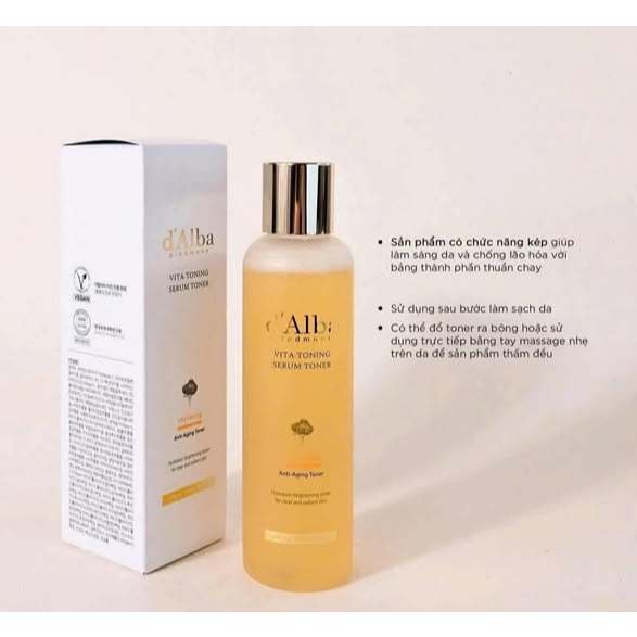 Nước Hoa Hồng Toner d'Alba Cải Thiện Lỗ Chân Lông, Dưỡng Ẩm Vita Toning Serum Toner 180ml-ThyLeeCosmetics