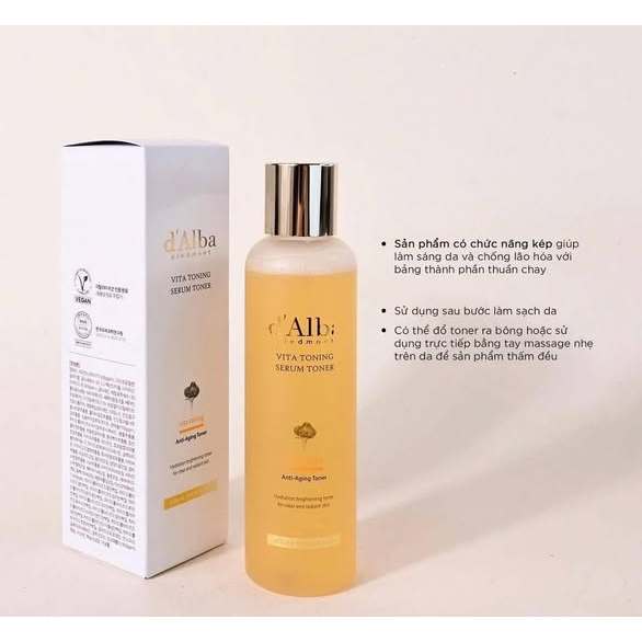 Nước Hoa Hồng Toner d'Alba Cải Thiện Lỗ Chân Lông, Dưỡng Ẩm Vita Toning Serum Toner 180ml-ThyLeeCosmetics