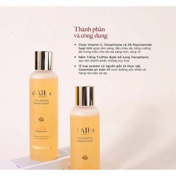 Nước Hoa Hồng Toner d'Alba Cải Thiện Lỗ Chân Lông, Dưỡng Ẩm Vita Toning Serum Toner 180ml-ThyLeeCosmetics