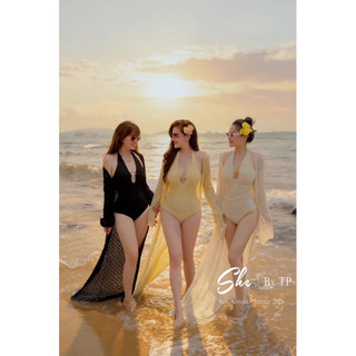 Set Bikini Ren 1 Mảnh Cài Sao Biển Kèm Áo Choàng Chuẩn She’s