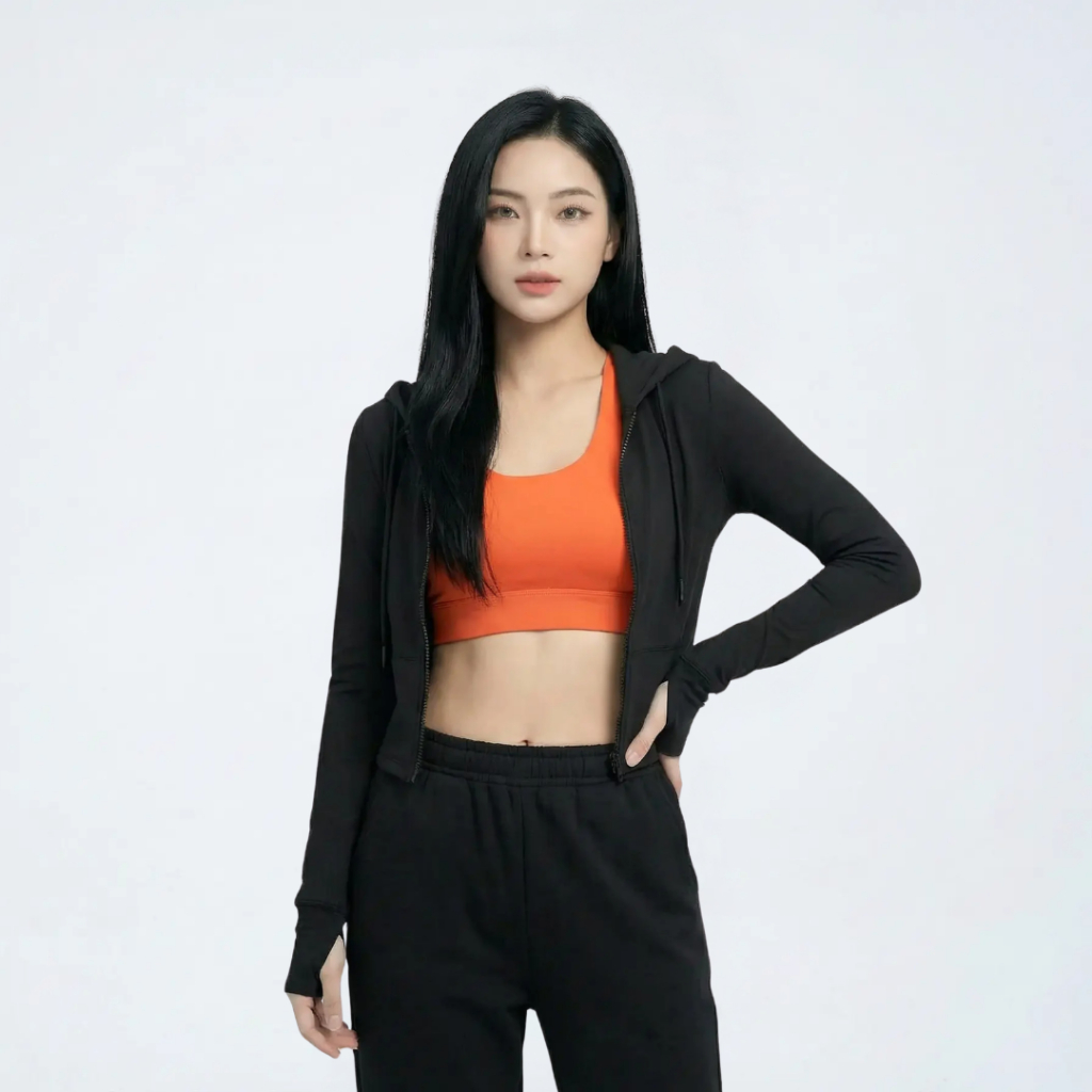 Áo Hoodie Zip Nữ Croptop Màu Đen Black Muse Hoodie Set – Tuyên ngôn của cô gái hiện đại