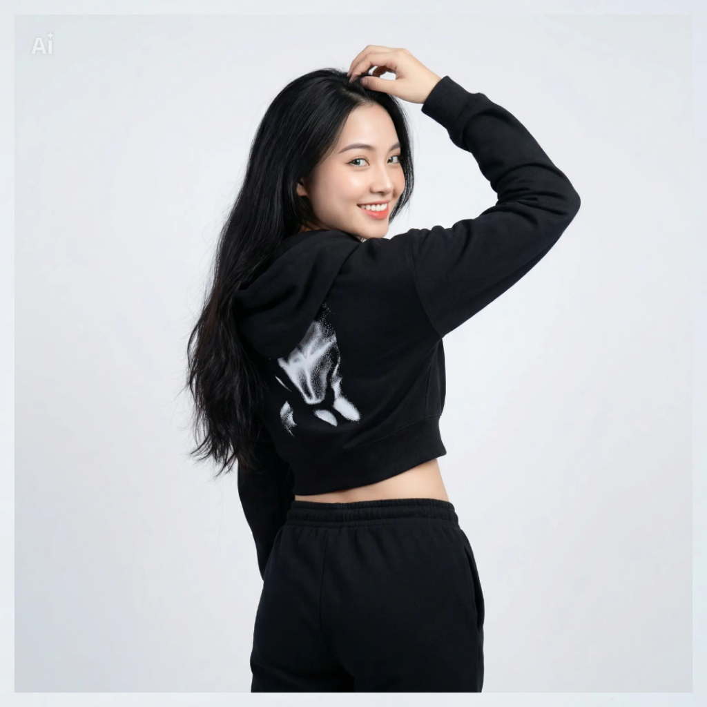 Áo Hoodie Zip Nữ Croptop Màu Đen Black Muse Hoodie Set – Tuyên ngôn của cô gái hiện đại
