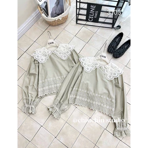 Áo thêu cổ ren siêu xinh