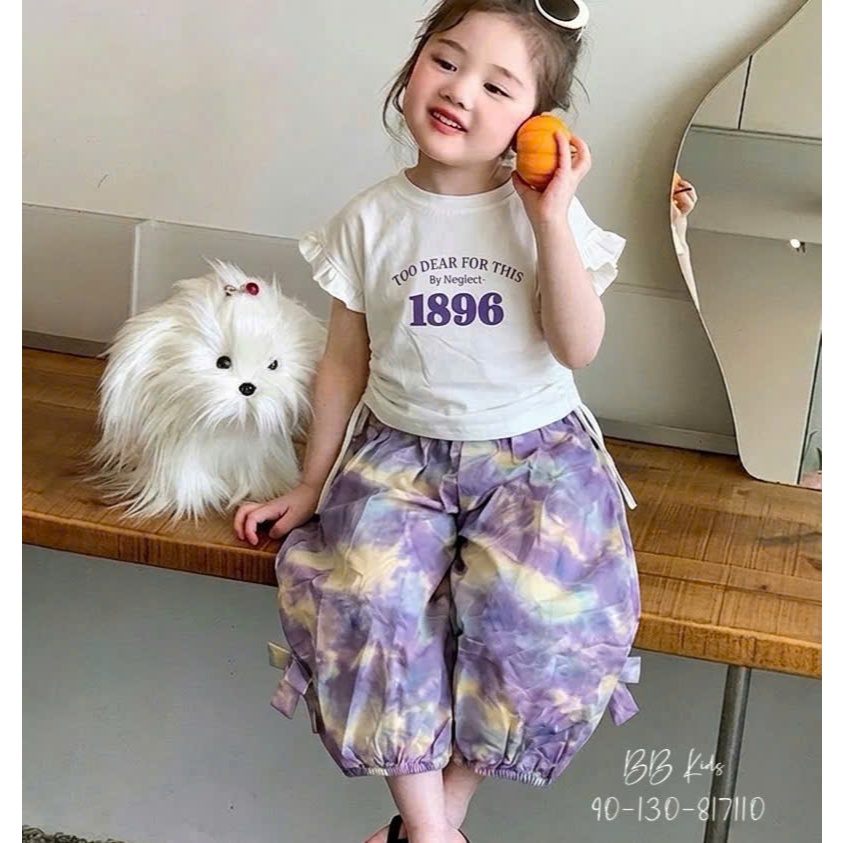 Bộ Cộc Tay Mùa Hè 1896 Quần Loang Cho Bé Gái