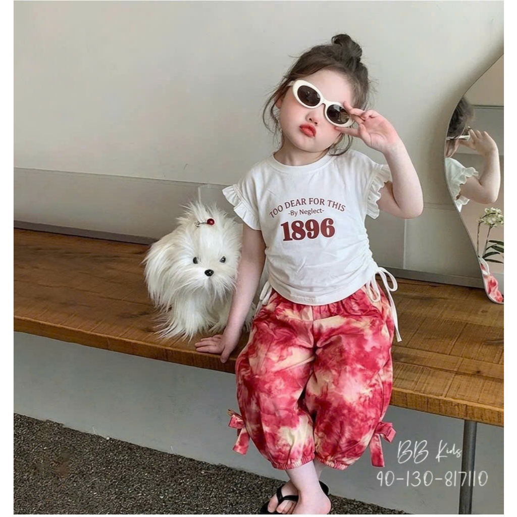 Bộ Cộc Tay Mùa Hè 1896 Quần Loang Cho Bé Gái
