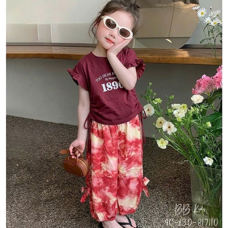 Bộ Cộc Tay Mùa Hè 1896 Quần Loang Cho Bé Gái