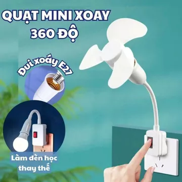 Quạt Trần Mini Gắn Đui Đèn E27 Kèm Phích Cắm – Quạt Trần Mini 3 Cánh Làm Mát Phòng, Quạt Tiết Kiệm Điện Cho Phòng
