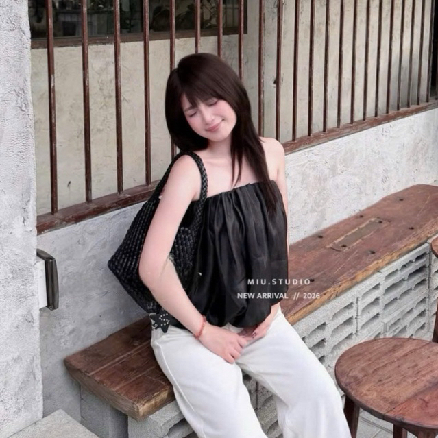Áo quây nữ dáng bí bồng xoè tiểu thư - chất liệu tơ óng cao cấp , Áo cup ngực thiết kế tôn dáng style basic dễ phối đồ