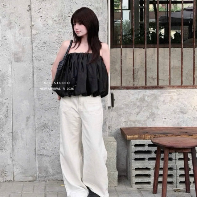 Áo quây nữ dáng bí bồng xoè tiểu thư - chất liệu tơ óng cao cấp , Áo cup ngực thiết kế tôn dáng style basic dễ phối đồ