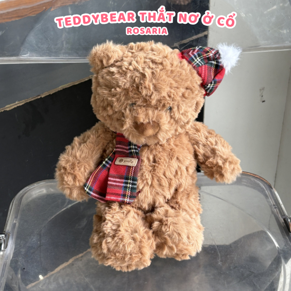 Gấu bông Teddy Bear thắt nơ cao cấp – Màu nâu be sang trọng, thú nhồi bông dễ thương phù hợp làm quà