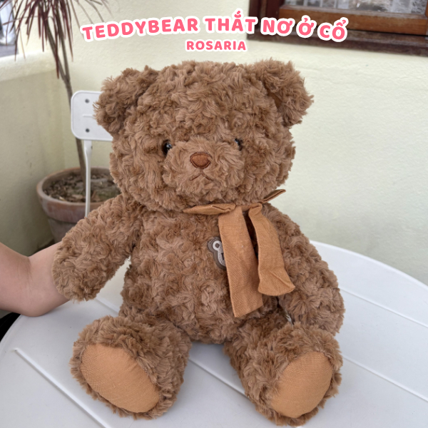 Gấu bông Teddy Bear thắt nơ cao cấp – Màu nâu be sang trọng, thú nhồi bông dễ thương phù hợp làm quà