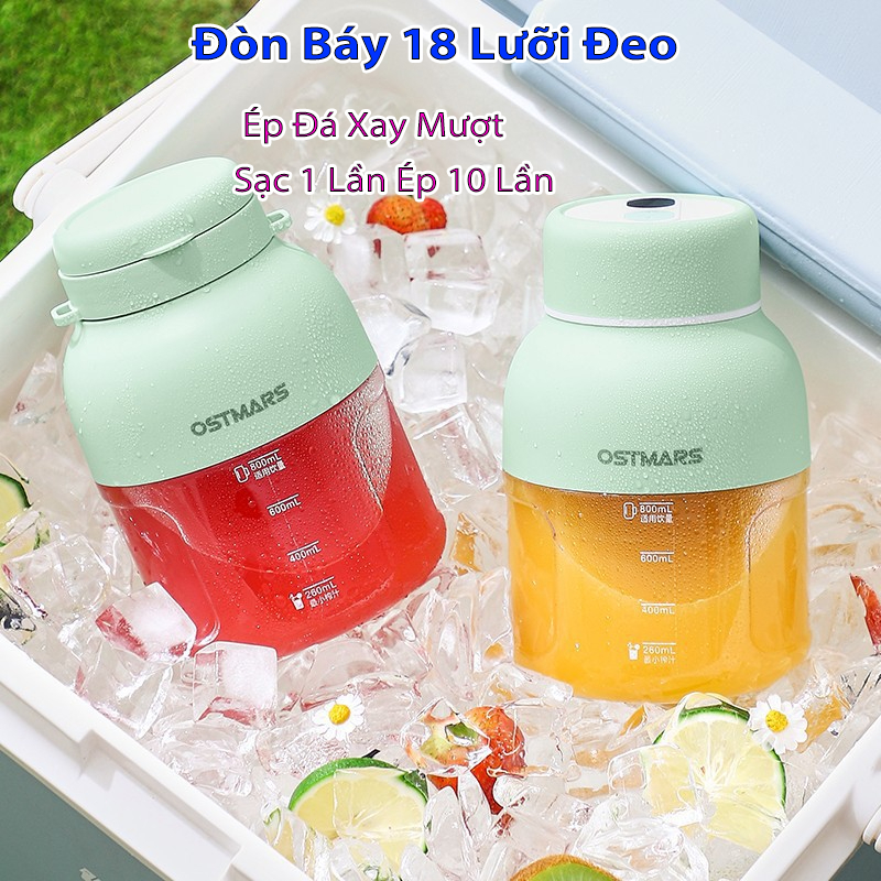 Máy Xay Sinh Tố Cầm Tay Máy Ép Trái Cây 1100ml Ép Đá Máy Làm Sữa Hạt Pin 2800mAh Sạc Xe Kèm Ống Hút