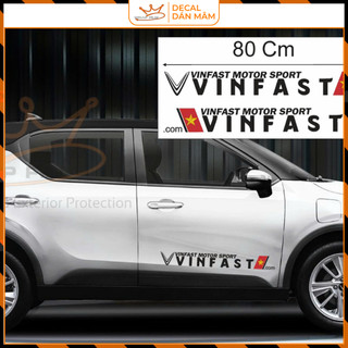 Decal Dán Xe VinFast Motor Sport 80x10cm – Tem Logo Thể Thao Cao Cấp ( cắt ghép dễ phù hợp xe tối màu)