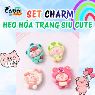 Set charm heo hóa trang cute mini siêu dễ thương trang trí phụ kiện dép xinh xắn- Charm gắn dép siêu cute dễ thương