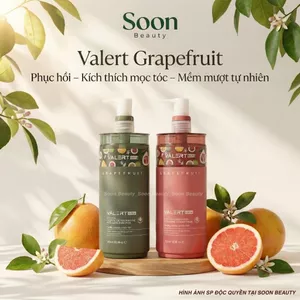 Cặp dầu gội xả bưởi valert grapefruit 850ml giảm rụng, kích mọc tóc, phục hồi tóc hư tổn