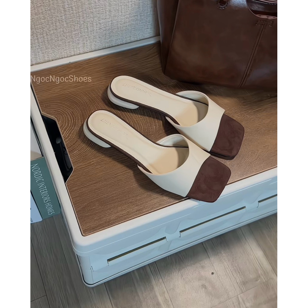 Dép Quai Ngang Nữ Mũi Vuông Đế Trụ 2cm - Guốc Bệt Da Mềm Đi Êm Chân Đi Chơi Đi Làm [Tăng 1 size]