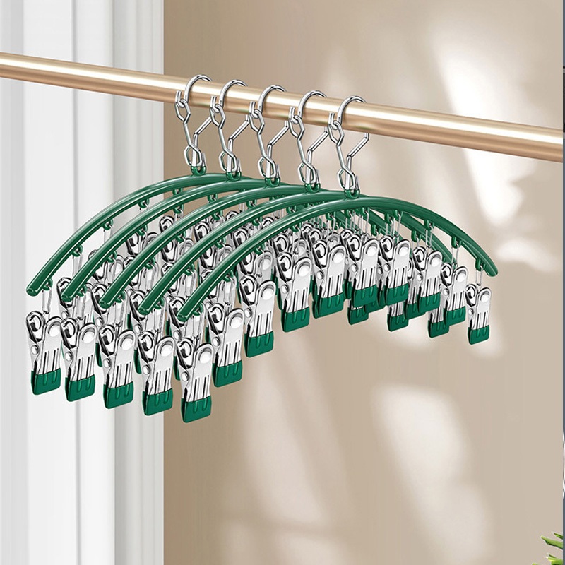 Móc phơi đồ 10 kẹp chống gỉ, móc kẹp phơi tất, đồ lót, kẹp quần áo trẻ em Sh0069 móc kẹp đa năng