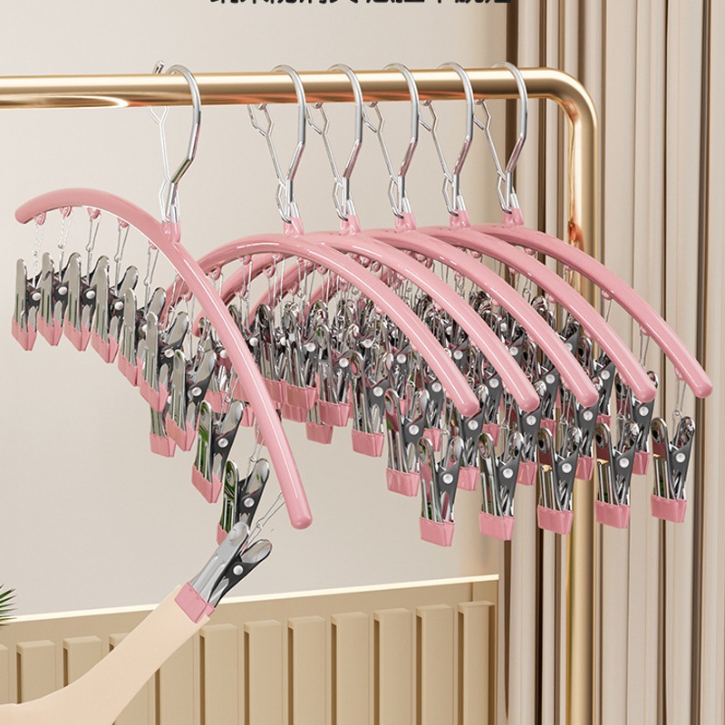 Móc phơi đồ 10 kẹp chống gỉ, móc kẹp phơi tất, đồ lót, kẹp quần áo trẻ em Sh0069 móc kẹp đa năng