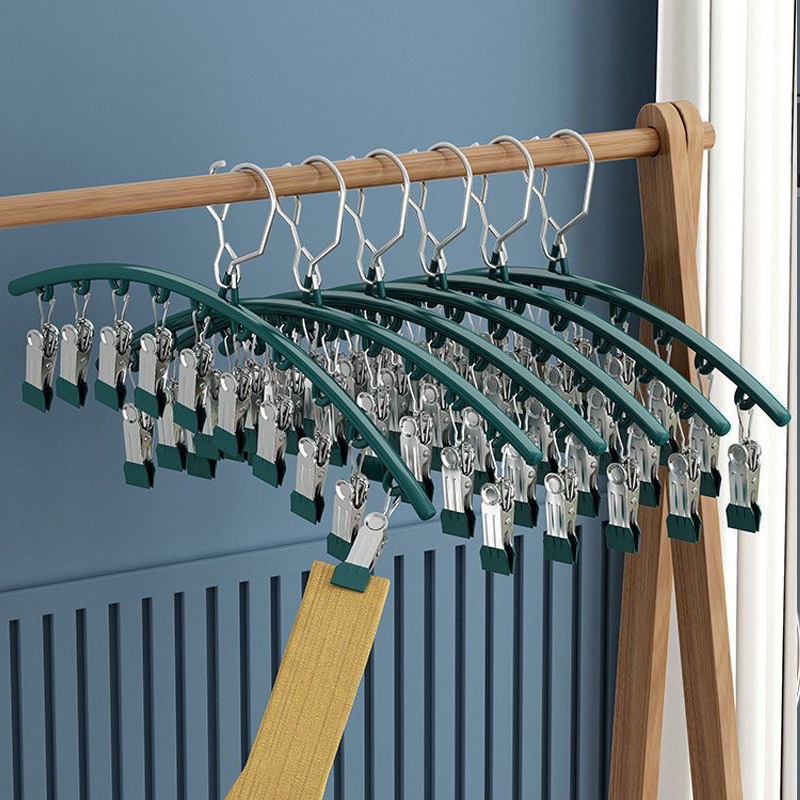 Móc phơi đồ 10 kẹp chống gỉ, móc kẹp phơi tất, đồ lót, kẹp quần áo trẻ em Sh0069 móc kẹp đa năng