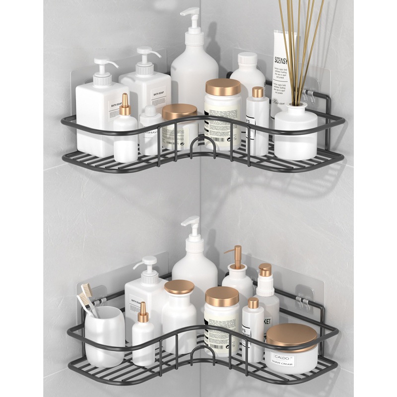 Kệ inox lưới tam giác Sh0071, kệ  góc tam giác nhà tắm, giá để đồ đa năng , kệ tam giác dán tường