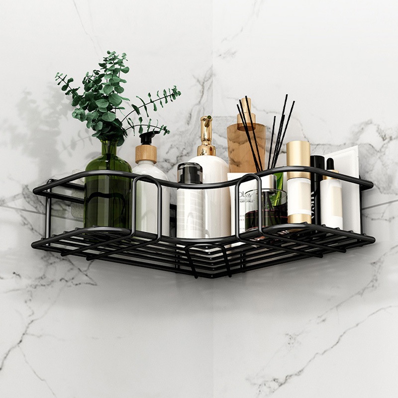 Kệ inox lưới tam giác Sh0071, kệ  góc tam giác nhà tắm, giá để đồ đa năng , kệ tam giác dán tường