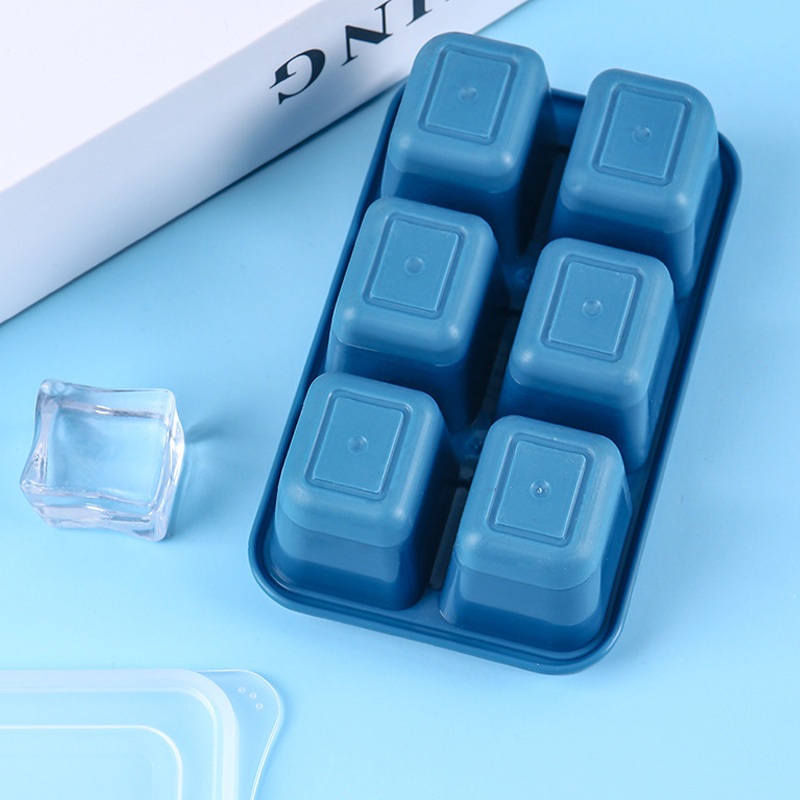 Combo 3 khay đá 6 ô silicon có nắp, khuôn đá silicon bền đẹp chống mùi dễ lấy an toàn cho sức khỏe