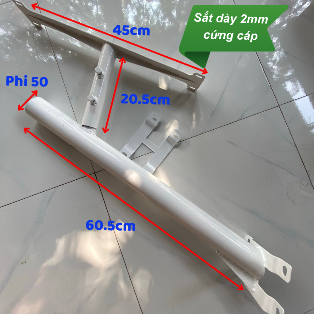 Bộ cần đèn (tay đèn) phi 50 60, pat đèn dùng cho đèn năng lượng mặt trời