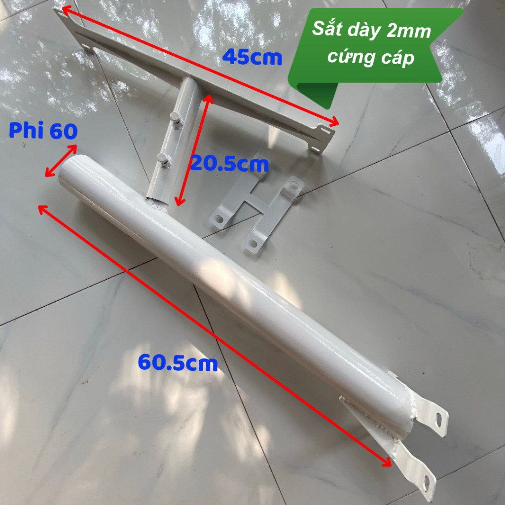 Bộ cần đèn (tay đèn) phi 50 60, pat đèn dùng cho đèn năng lượng mặt trời