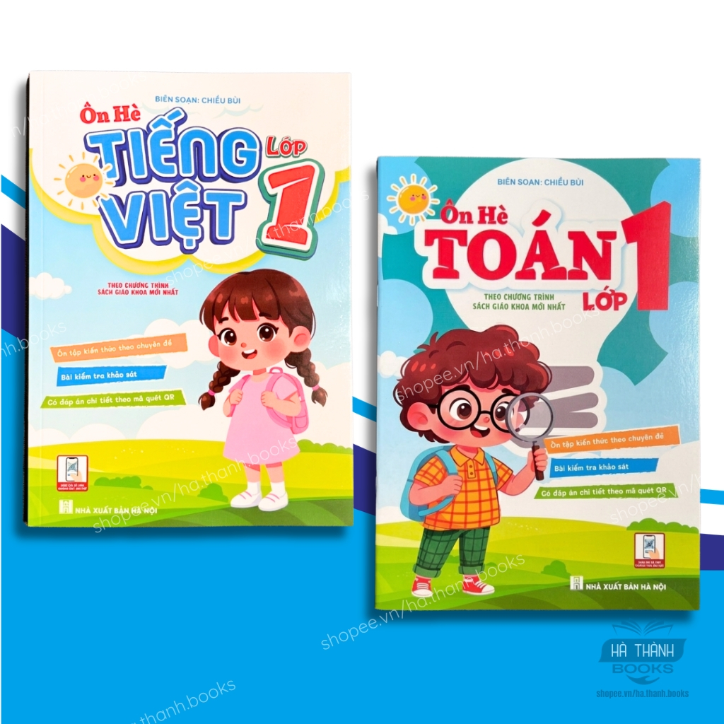 Sách Ôn Hè Lớp 1 - Bộ 2 Cuốn Toán Lớp 1 & Tiếng Việt Lớp 1 Theo Chương Trình SGK Mới Nhất