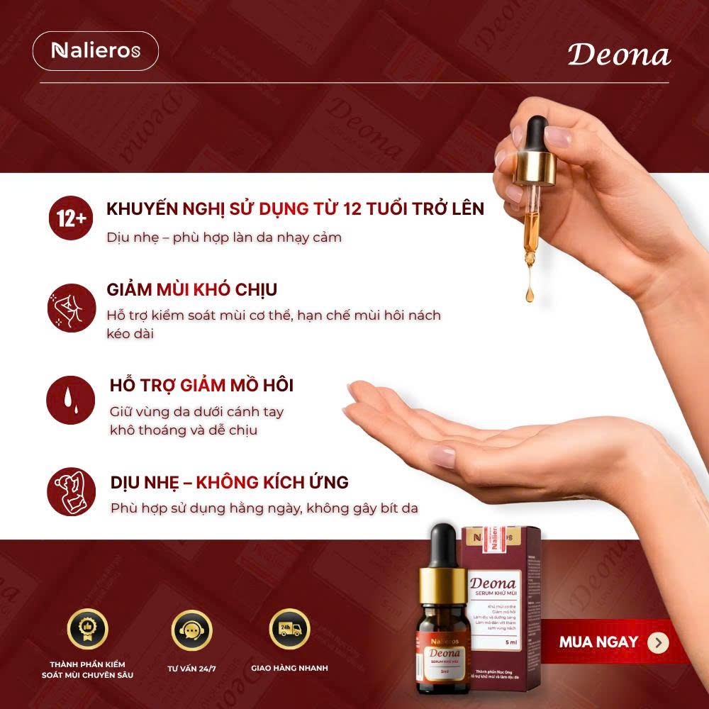 Deona Serum Lười Dứt Điểm Mùi Hôi Nách, Giảm Tiết Mồ Hôi Vùng Nách, Phù Hợp Với Nhiều Loại Da - Nalieros Chính Hãng