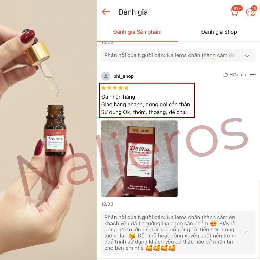 Deona Serum Lười Dứt Điểm Mùi Hôi Nách, Giảm Tiết Mồ Hôi Vùng Nách, Phù Hợp Với Nhiều Loại Da - Nalieros Chính Hãng