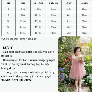 Váy công chúa bé gái 9th-4 tuổi đầm tutu xòe bồng bềnh phong cách Hàn D1280 Bí Ngô Nhỏ