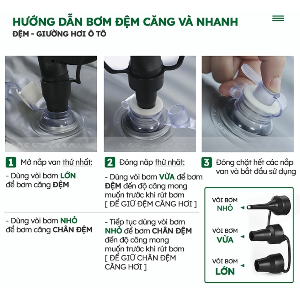 Giường Hơi Ô Tô Ghế Sau Full Bộ Kèm Bơm Điện, 2 Gối, Miếng Vá - Đệm Hơi Xe Hơi Du Lịch Camping Cho Xe 4-7 Chỗ