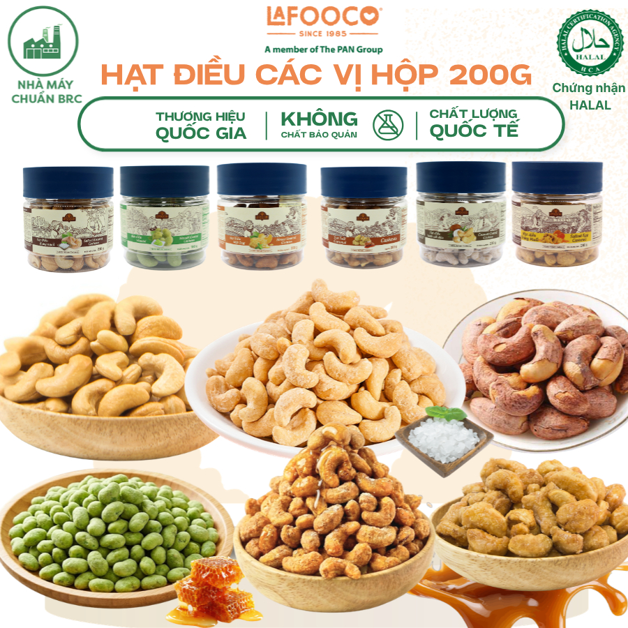 Hạt điều cao cấp 10 vị rang thơm hỗ trợ ăn kiêng dinh dưỡng, quà tặng hũ 200g LAFOOCO