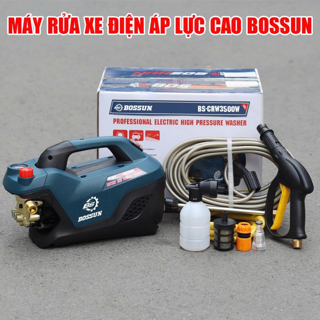 Máy Rửa Xe Áp Lực Cao BOSSUN BS-CRW3500W–Công Suất 3500W, Có Chỉnh Áp, Full Phụ Kiện